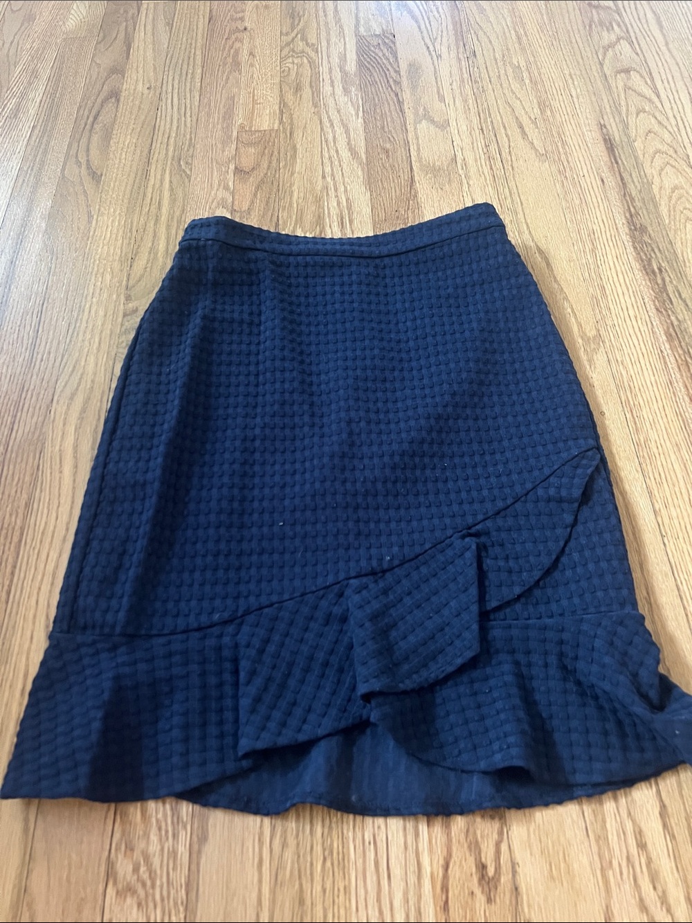 Banana Republic Navy Textured High-Low Ruffle Skirt